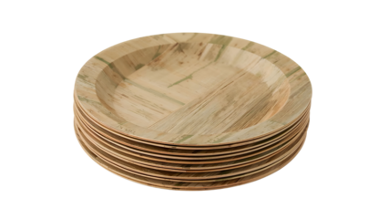 Stack of biodegradable bamboo plates for ecofriendly disposable tableware and sustainable dining solutions