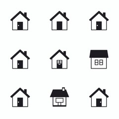 Home and Factory Icon Set | Minimal Vector Design for Industry, Real Estate, and Construction