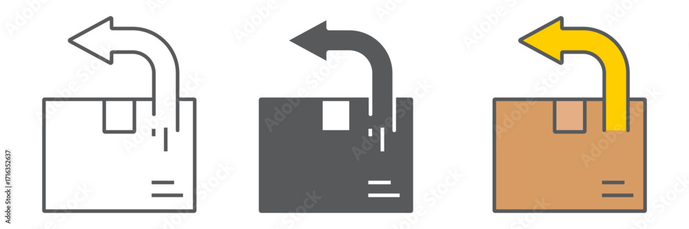Poster return shipping icon, logistic and delivery, package box return sign vector graphics, a linear icon 