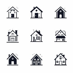 Home and Factory Icon Set | Minimal Vector Design for Industry, Real Estate, and Construction
