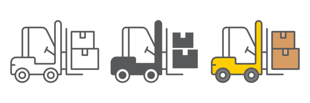 Forklift truck icon, logistic and delivery, bendi truck with boxes sign vector graphics, a linear icon on a white background, eps 10.