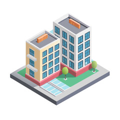 isometric building isometric vector