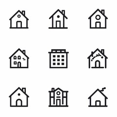 Home and Factory Icon Set | Minimal Vector Design for Industry, Real Estate, and Construction