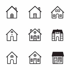 Home and Factory Icon Set | Minimal Vector Design for Industry, Real Estate, and Construction