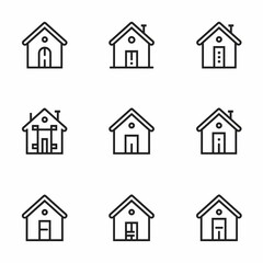Home and Factory Icon Set | Minimal Vector Design for Industry, Real Estate, and Construction