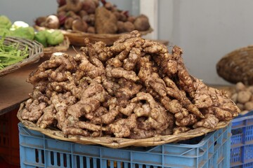 Quality ginger harvested in India has been placed on the market for sale.