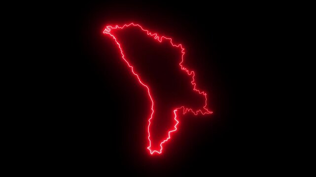 glowing neon Moldova map. Moldova map icon Animated with a glowing neon effect. Moldova icon map illustration.