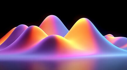Abstract colorful waveforms with smooth gradients and glowing peaks against a dark background