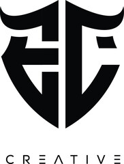 EL Shield Monogram Logo with Bull Horn – Bold Emblem Symbol for Security, Protection and Modern Branding