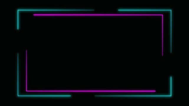 4K Abstract Rectangle Background Stock Video.Neon Facecam overlay. Seamless loop. Animated facecam or webcam. Neon lights rotate and spread colorful light. Drag and drop use.