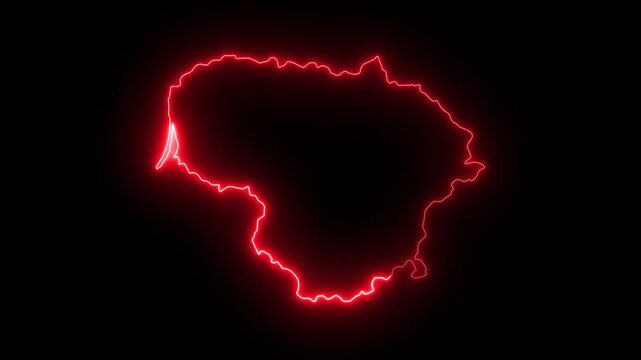 glowing neon Lithuania map. Lithuania map icon Animated with a glowing neon effect. Lithuania icon map illustration.