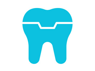 Bright cyan tooth icon simple design represents dental health and care symbol for medical websites and apps