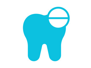 Bright cyan tooth icon symbolizing dental care health oral hygiene and medical treatment concepts