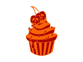 Vibrant orange cupcake icon with cherry topping sweet treat delightful dessert bakery pastry food symbol graphic