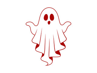 Spooky red eyed ghost icon for halloween and scary themed digital projects and designs