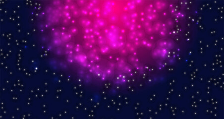 Abstract Purple Galaxy Background with Stars and Nebula for Space Themed Banner and Cosmic Design Concepts. Beautiful outer space. Infinite universe. Vector illustration.