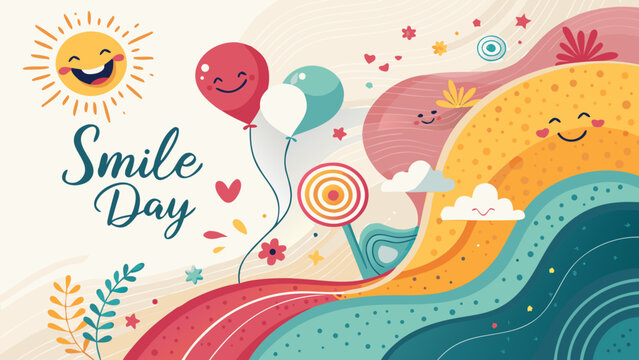  Abstract Colorful Gradient with Playful Shapes for Smile Day Background 