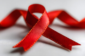 World aids day and national HIV- AIDS and aging awareness month with red ribbon on white background