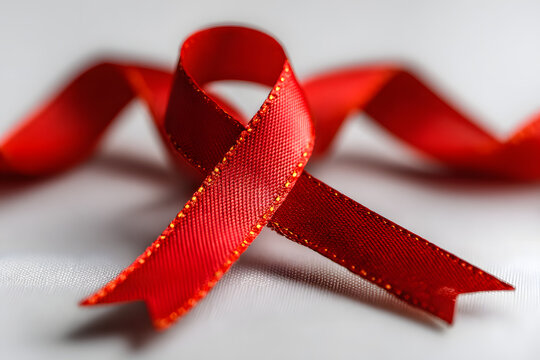 World aids day and national HIV- AIDS and aging awareness month with red ribbon on white background