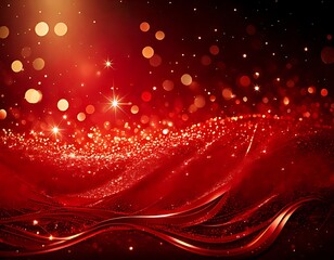 Red, glittery, festive backdrop with golden highlights