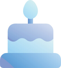 Fototapeta premium Simple blue gradient birthday cake icon with candle