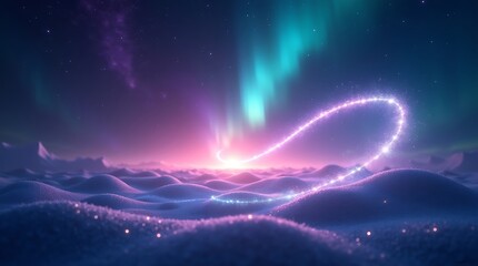 Fototapeta premium Abstract cosmic background featuring glowing Christmas tree vortex