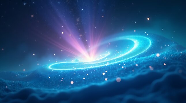 A glowing Christmas tree vortex in an interstellar twilight horizon