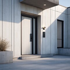 Front door with modern smart lock.