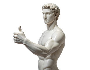Obraz premium Untitled design - Modern Minimalist Marble Sculpture of Man with Thumbs Up, Side Angle, Transparent Background