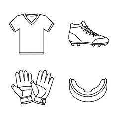 Obraz premium Collection of American Football themed icons, including Jersey, Cleats, Gloves, Mouthguard