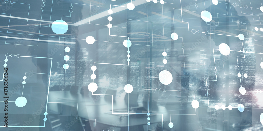 Poster abstract digital particles. cyber network background. technology background