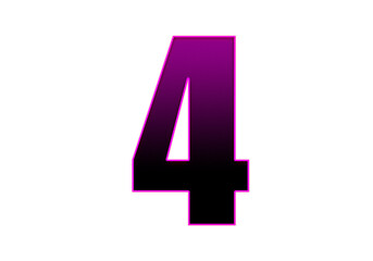 Fototapeta premium Número cuatro en degradado negro a morado