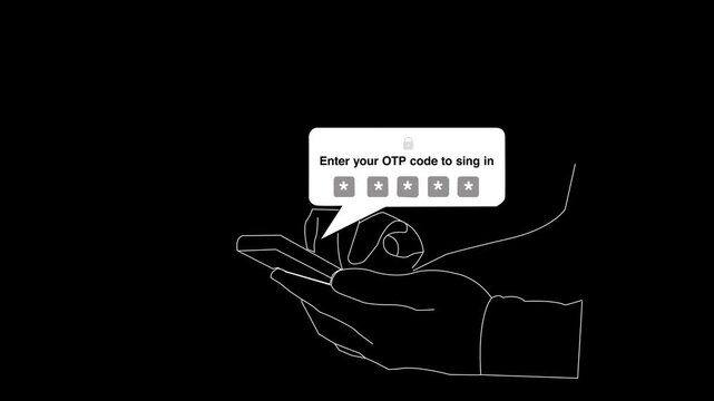 Hands touching and using smartphone with black screen and typing on smartphone to OTP code signing data security data leaks and unauthorised access concepts
