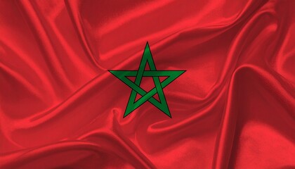 The flag of Morocco waving proudly cloth folds photorealistic detail white background with soft shading
