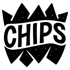 Black and white chips word art with starburst effect