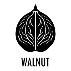 Black and white graphic illustration of a walnut food