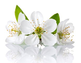 Fototapeta premium Delicate white cherry blossoms in a studio setting