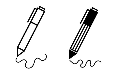 Vector icon of pen. Pen icon and ink scribble isolated on white background.