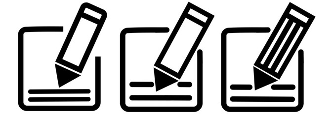 Note icon vector. Vector symbol of notebook and pen sign.
