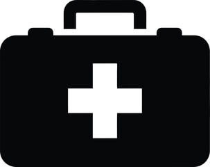 Obraz premium First aid kit medical emergency help bag icon symbol vector illustration vector