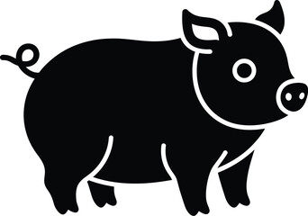 Cute stylized pig icon simple farm animal silhouette for rural designs vector