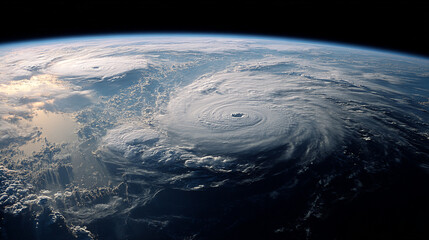 A powerful hurricane swirls over Earths ocean a breathtaking view from space showing the storms intensity and scale