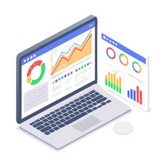 business graph on laptop