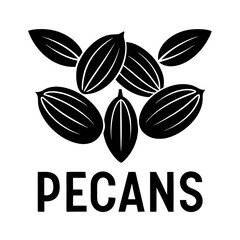 Black Pecans Icon with Text nuts food