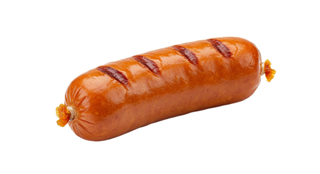 Grilled Brown Sausage on Brown Background with Grill Marks