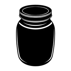 Black silhouette of a glass mason jar with lid container