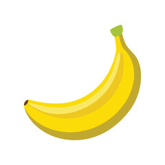 Cute Cartoon Banana – Bright Vector Fruit with Green Stem