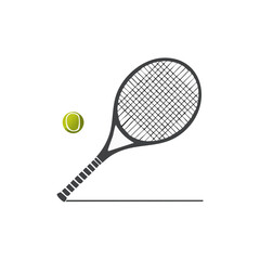 Tennis racket and ball graphic illustration sport concept