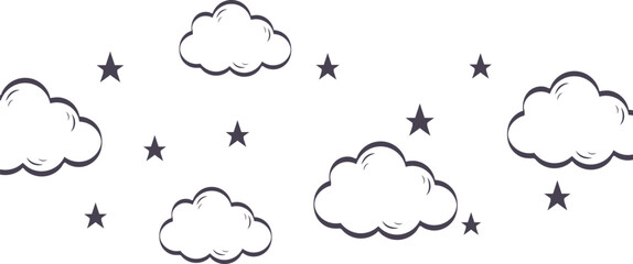 Cloud. Abstract white cloudy set isolated on blue background. Vector illustration