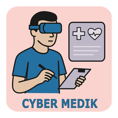 Cyber ​​Doctor. Telemedicine Specialist. Icon of a doctor of the future symbolizing telemedicine and digital healthcare.